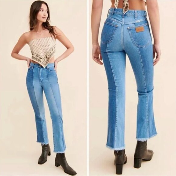 NWT Wrangler wrock 672 high rise kick flare jeans 27 / 28 Free People - Picture 1 of 5